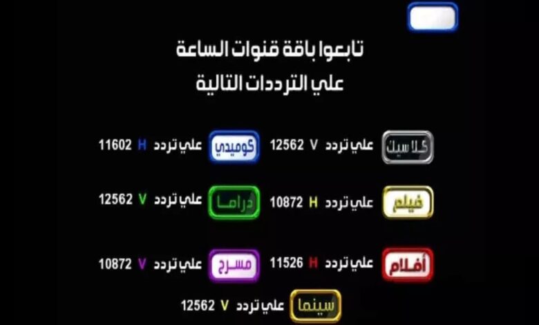 تردد قنوات الساعة الجديد كلها 2021