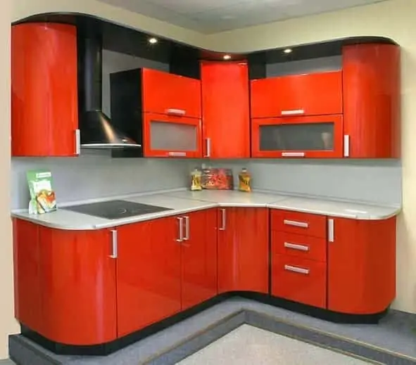 أشكال مطابخ ألوميتال باللون الأحمر